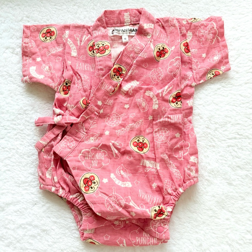 Anpanman Baby Girl Pink Jinbei Kimono Yukata 6-12m rompers Japan Pajama Matsuri